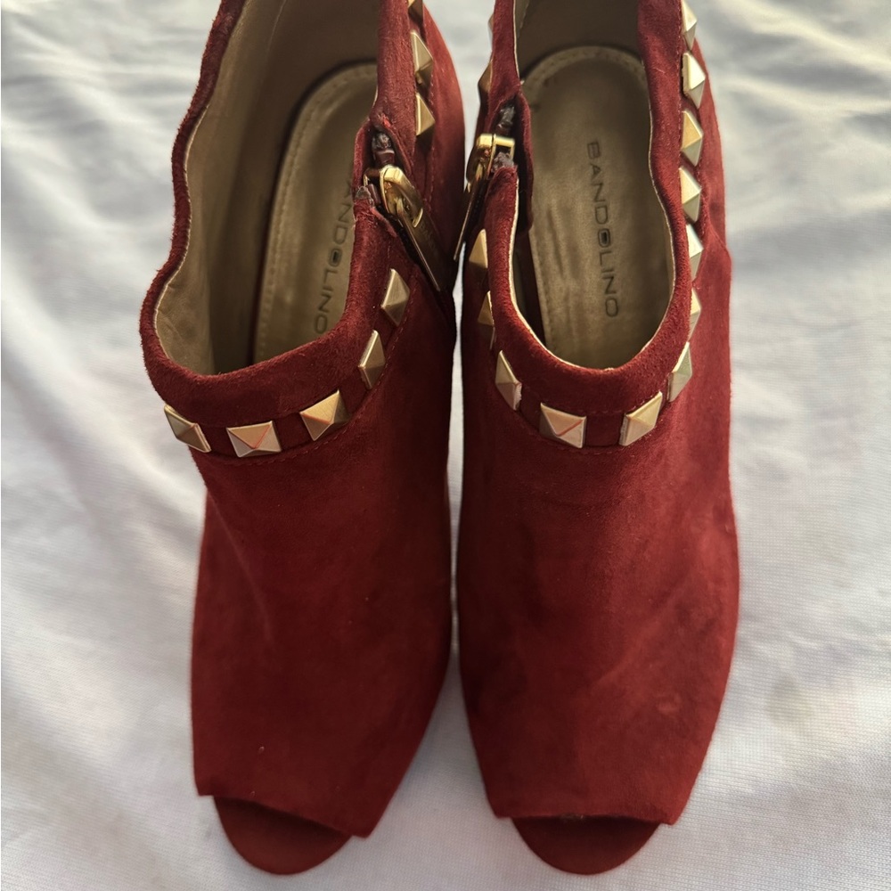 Bandolino Burgundy Suede Studded Ankle Boots
